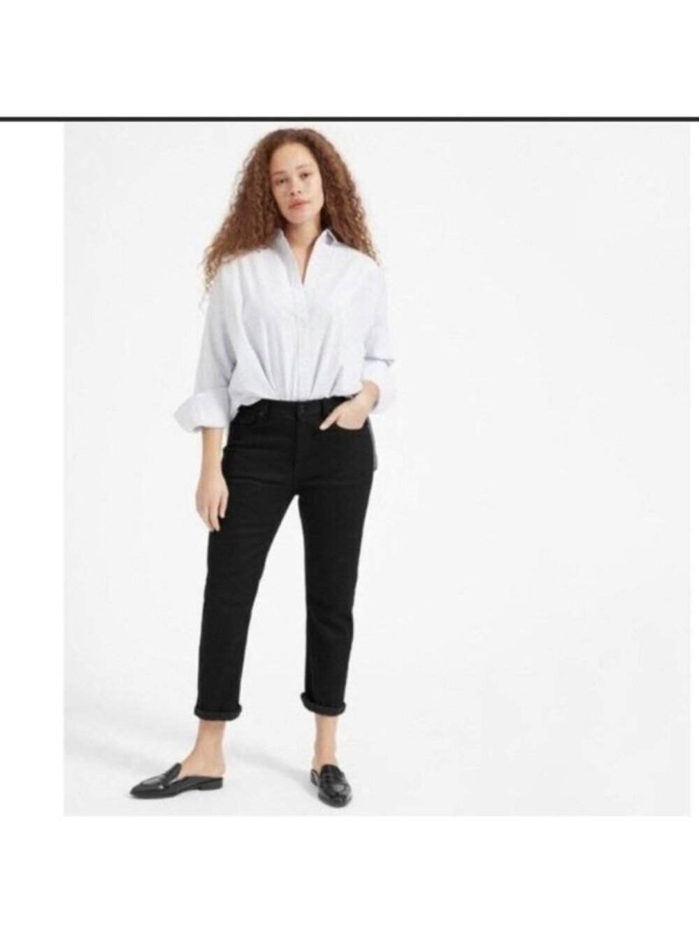 Everlane Boyfriend Black mid rise Denim Jeans Size 24 Regular